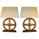 Pair Antique Cast Iron Lamps