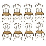 Set of 8 -19th. Century Swedish Art  Nouveau Iron Chairs