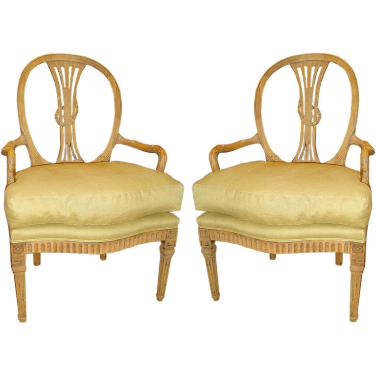 Pair 19th.C. Dutch Oak Armchairs