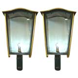 Pair 1950's Painted Tole  Wall Lanterns