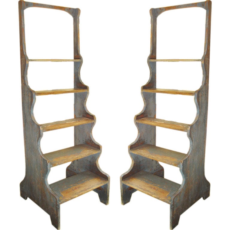 Pair Swedish Painted Loft Ladders