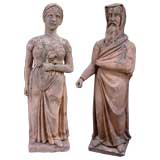 Pair Early 18th c. Tuscan Terracotta Statues