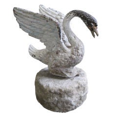 19th c. Iron Swan Fountain and Pedestal