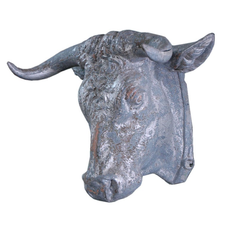 19th c. Zinc Bull Head from a Boucherie in Provence