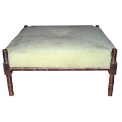 Cast bronze faux bamboo square ottoman