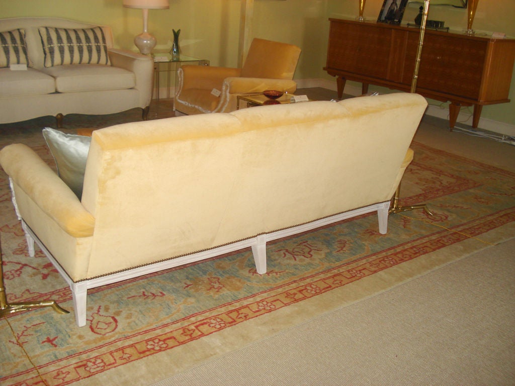 20th Century French Sofa with Brush Fringe and Nail Heads