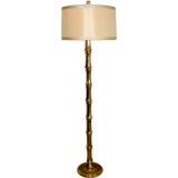 Brass Bamboo Floor Lamp with Custom Silk Shade