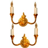 Pair of gold plated dolphin sconces