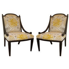 Pair of Ebonized Slipper Chairs