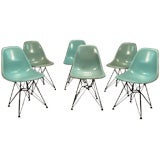Set of Six Eames Fiberglass Side Chairs