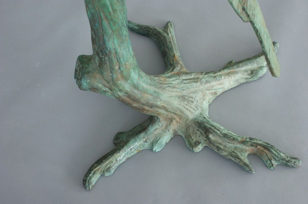 Pair of Brass Patinated Parrots signed 2