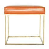 Paul McCobb Stool with Pumpkin Leather Seat