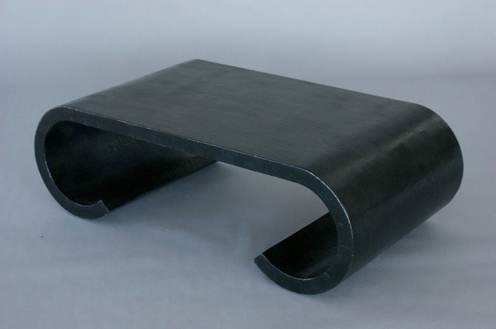 20th Century Black Grass Cloth Scroll coffee table by Karl Springer
