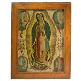 Spanish Colonial Oil on Copper Painting - Our Lady of Guadalupe