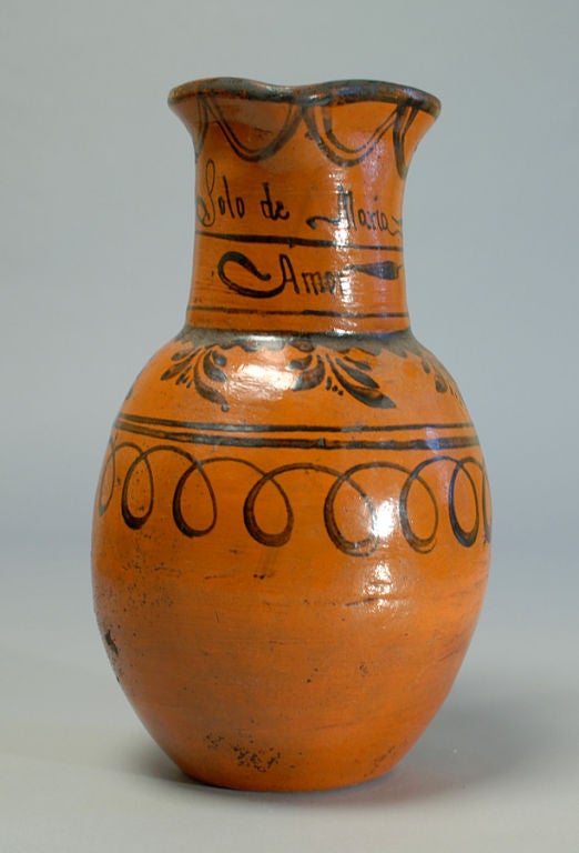 A large early 20th century Mexican pulque pitcher (circa 1940's). Inscribed 
