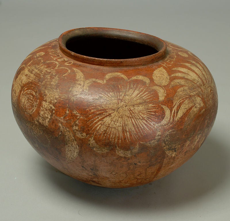 19th Century Rare Antique Mexican Polychrome Painted Olla - Huastec