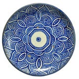Large Antique Moroccan Stoneware Blue on White Charger - Fez