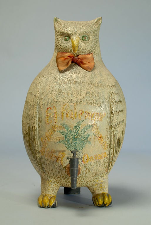 Mid-20th Century Large Vintage Mexican Ceramic Mezcal Owl from Oaxaca.