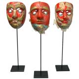 Three Rare Antique Guatemalan Ceremonial Dance Masks