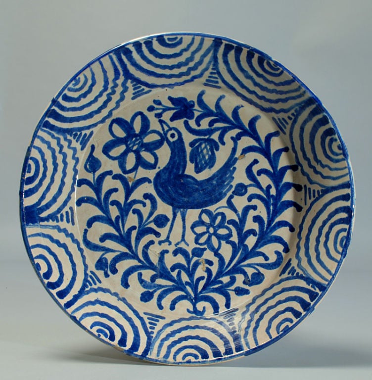 Spanish Granadino Blue on White Charger