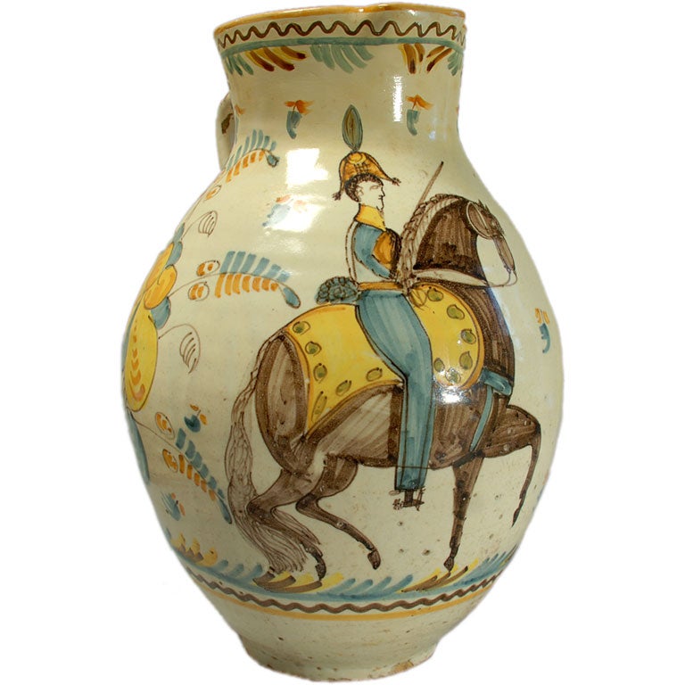 A Fine Antique Spanish Talavera Handled Jar