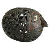 Antique Mexican Fret Carved Coconut Bank