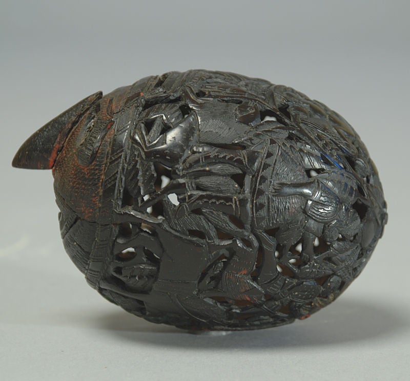 19th Century Antique Mexican Fret Carved Coconut Bank