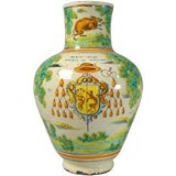 A Rare, Large 19th Century Spanish Talavera Armorial Pitcher