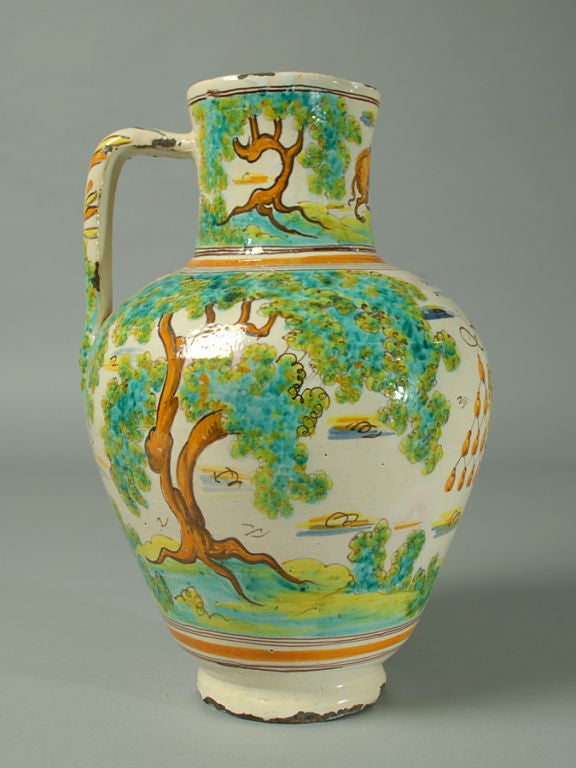 A Rare, Large 19th Century Spanish Talavera Armorial Pitcher 1
