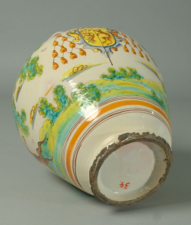 A Rare, Large 19th Century Spanish Talavera Armorial Pitcher 3