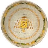 Large Early 19th Century Spanish Talavera Armorial Bowl