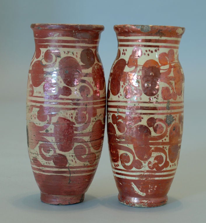 Pair of Exceptional 17th Century Hispano Moresque Luster Jarrons