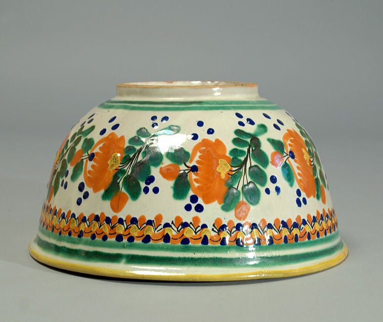 Mid-20th Century Large Vintage Mexican Talavera Bowl - Uriarte Studio, Puebla