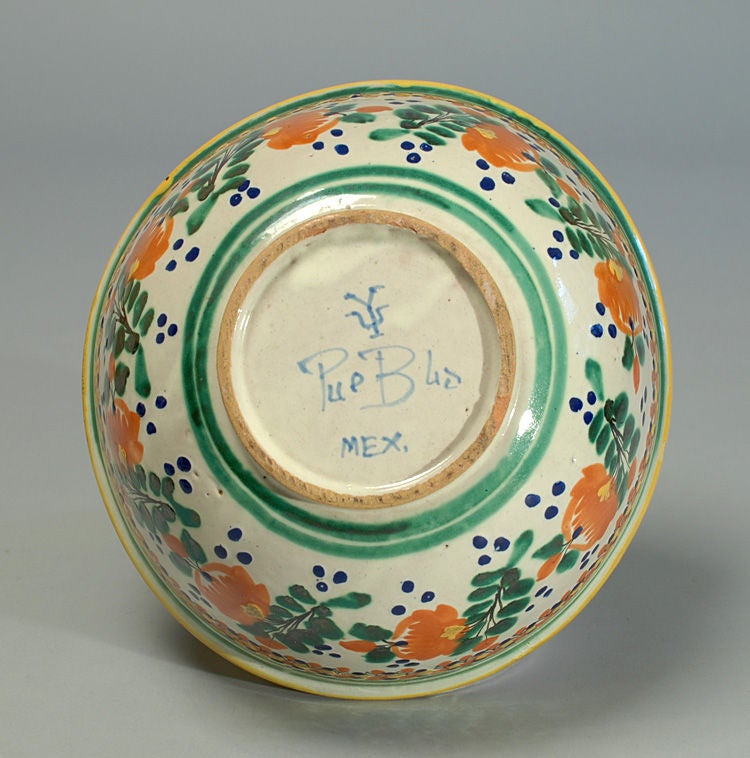 Ceramic Large Vintage Mexican Talavera Bowl - Uriarte Studio, Puebla