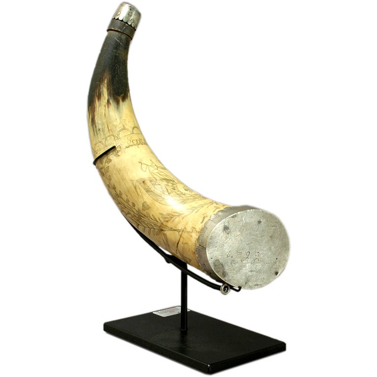 Spanish Colonial Scrimshaw Carved Powder Horn at 1stdibs