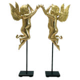 Pair Spanish Colonial Solid Gold Angels
