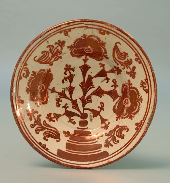 18th Century and Earlier Pair Hispano Moresque Luster Plates