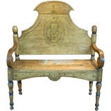 Antique Spanish Colonial Brass Inlaid Bench