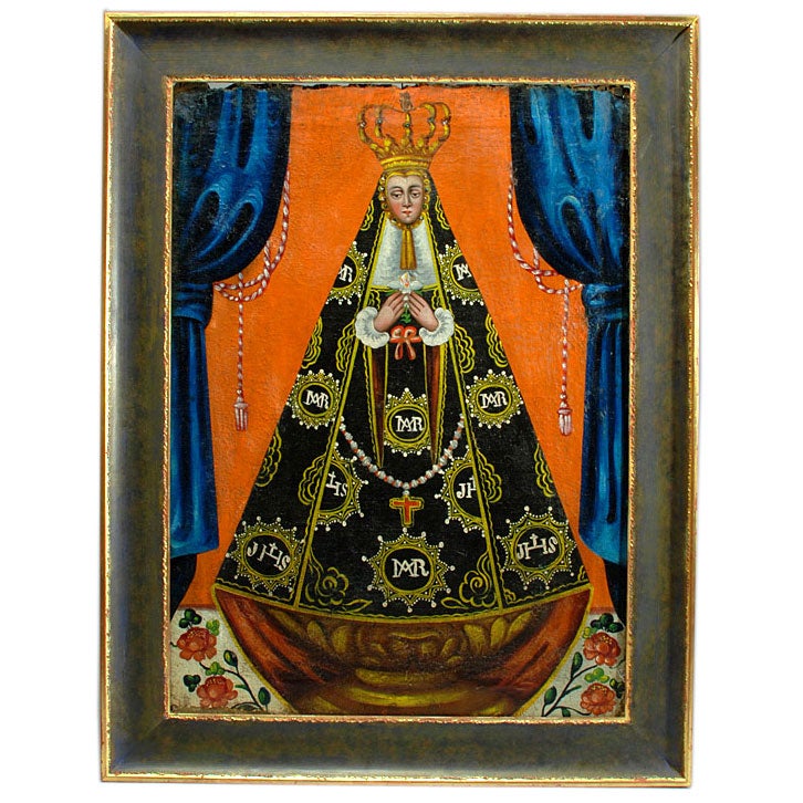 Spanish Colonial Oil on Canvas - Our Lady of Solitude