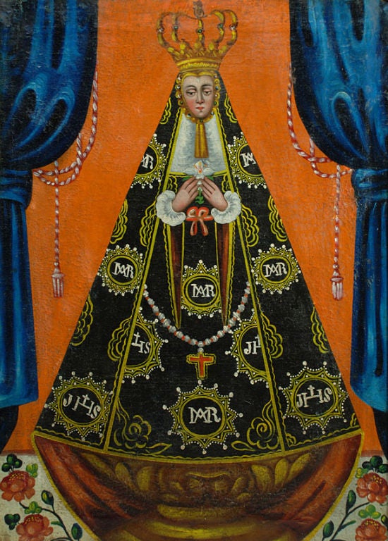 Mexican Spanish Colonial Oil on Canvas - Our Lady of Solitude