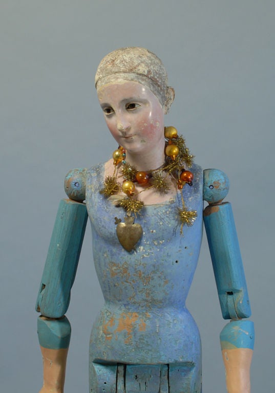 Carved Spanish Colonial Articulated Santo - Santa Maria