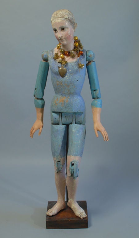 18th Century and Earlier Spanish Colonial Articulated Santo - Santa Maria