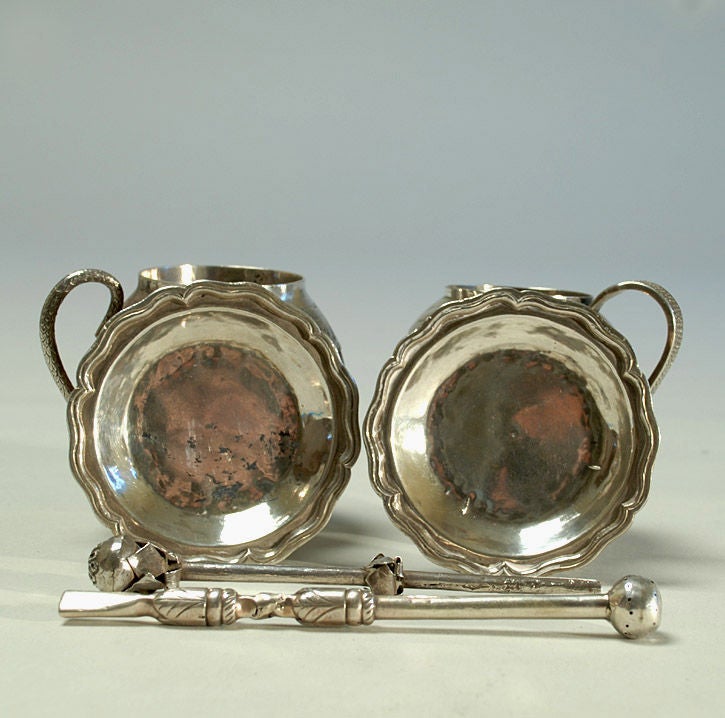 18th Century and Earlier Pair 18th century Spanish Colonial Silver Mounted Mate Cups