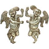 Pair Spanish Colonial Style Silver Angels