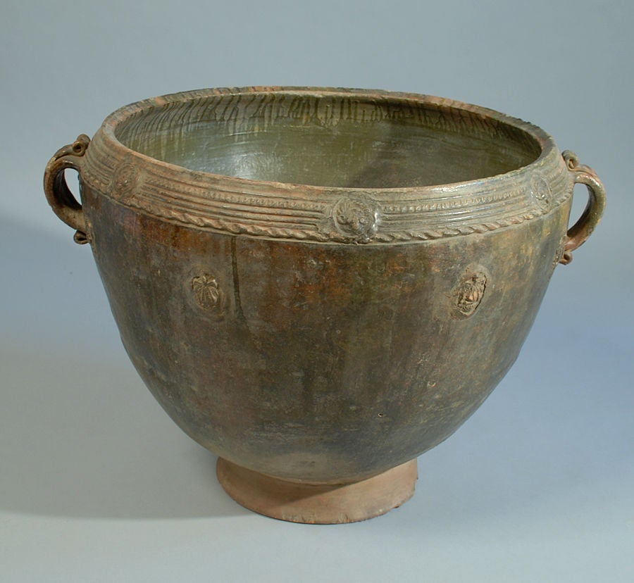 Large Antique Guatemalan Glazed Trubal