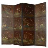English hand painted leather screen