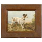 Antique painting of English hunting dog, signed Bailley