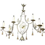 6-light iron chandelier with stag, 19th Century