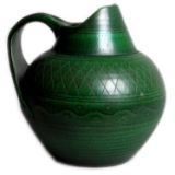 green ceramic pitcher by Wilhelm Kagel ll