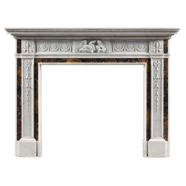 A late 18th century Neo Classical marble chimneypiece